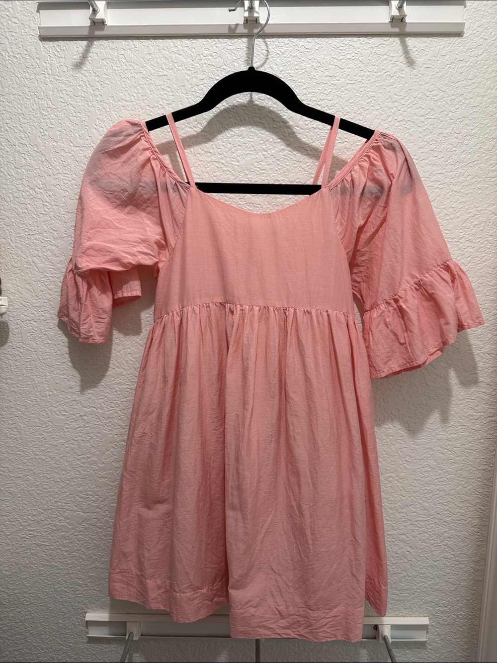 Girls' Pink Puff-Sleeve Summer Dress